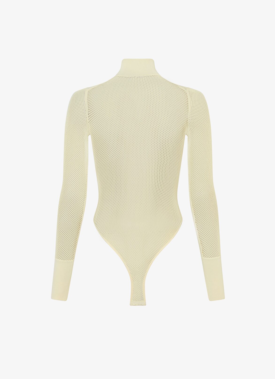 Fishnet knit highneck body ALAÏA YELLOW FISHNET KNIT HIGHNECK BODY
